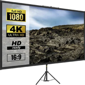 Écran de projection 100 pouces avec trépied réglable, écran cinéma portable pour maison et extérieur