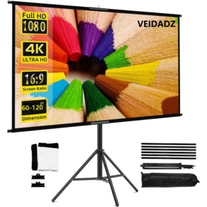 Écran de projection 60-120 pouces avec support pliable, écran cinéma portable pour maison, jardin et voyages
