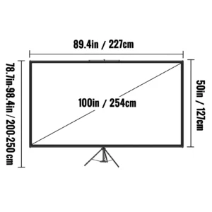 Alternative view of Écran de projection 100 pouces avec trépied réglable, écran cinéma portable pour maison et extérieur