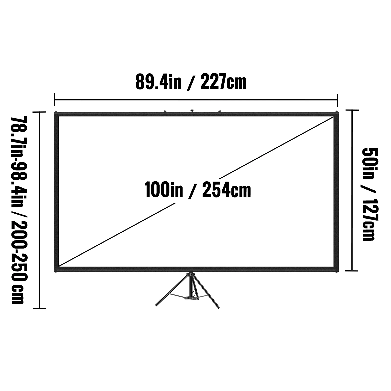 Écran de projection 100 pouces avec trépied réglable, écran cinéma portable pour maison et extérieur – Image 2