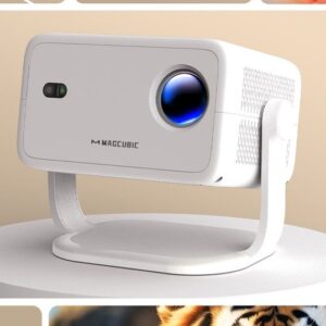 Mini Vidéoprojecteur 650 ANSI, Support Rotatif 360°, 1080p Natif, vue de trois quarts