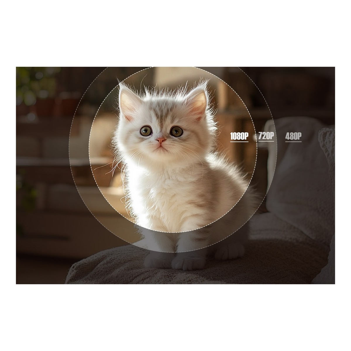 Mini Vidéoprojecteur 650 ANSI, Support Rotatif 360°, 1080p Natif, vue de profil