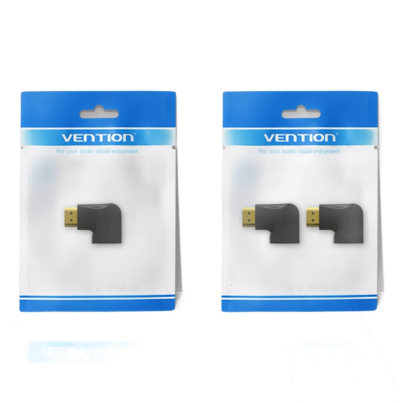 Adaptateur cable videoprojecteur HDMI coude a 270 degres, vue de trois quarts