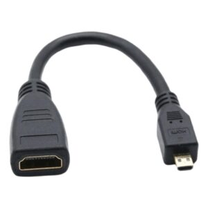 Adaptateur cable videoprojecteur micro HDMI vers femelle standard, vue de trois quarts