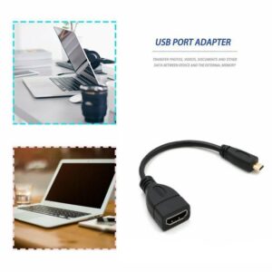 Adaptateur cable videoprojecteur micro HDMI vers femelle standard, vue de profil