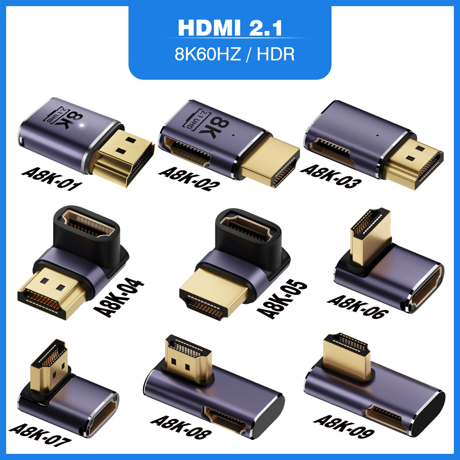 Adaptateur câble vidéoprojecteur mini et micro HDMI, vue de trois quarts