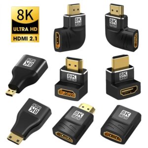 Adaptateur HDMI 2.1 mâle femelle coudé ou droit pour vidéoprojecteur, vue principale