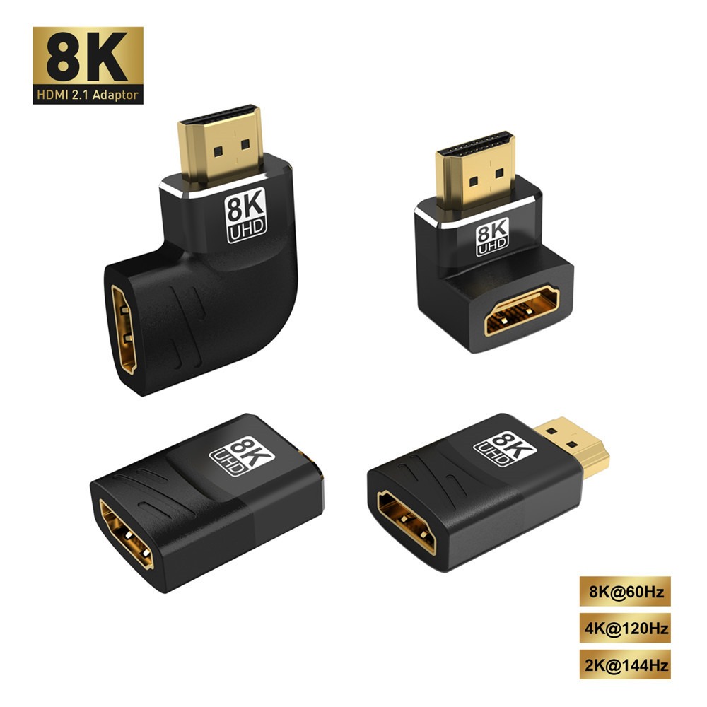 Adaptateur HDMI coudé 90 ou 270 degrés 8K pour vidéoprojecteur mural, vue de face