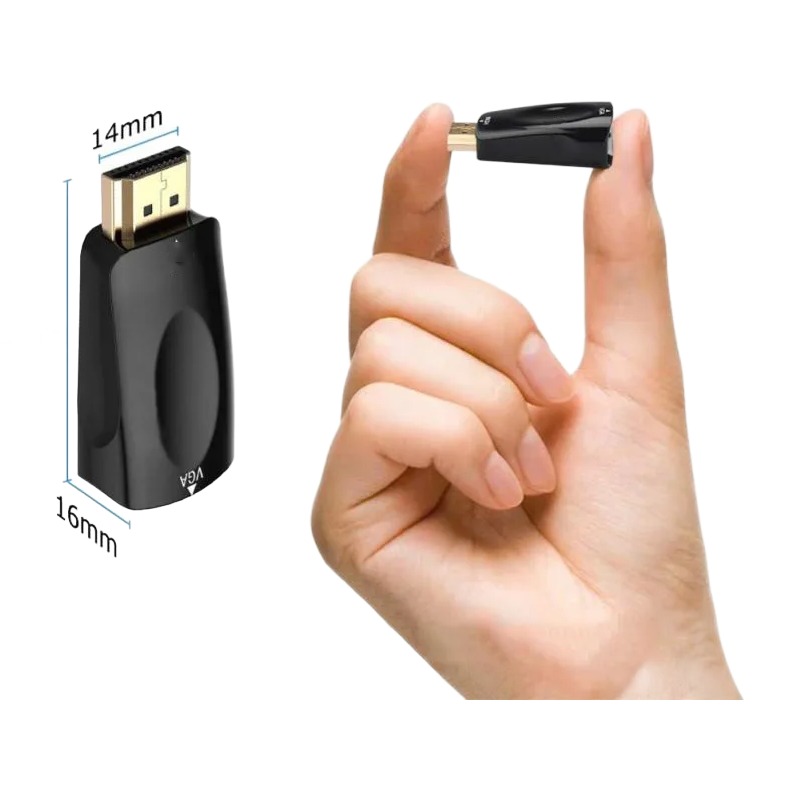 Adaptateur HDMI VGA 1080p avec sortie audio jack, vue de face