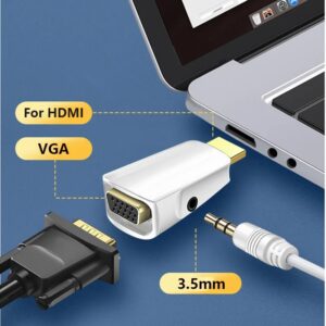 Adaptateur HDMI VGA 1080p avec sortie audio jack, vue arriere