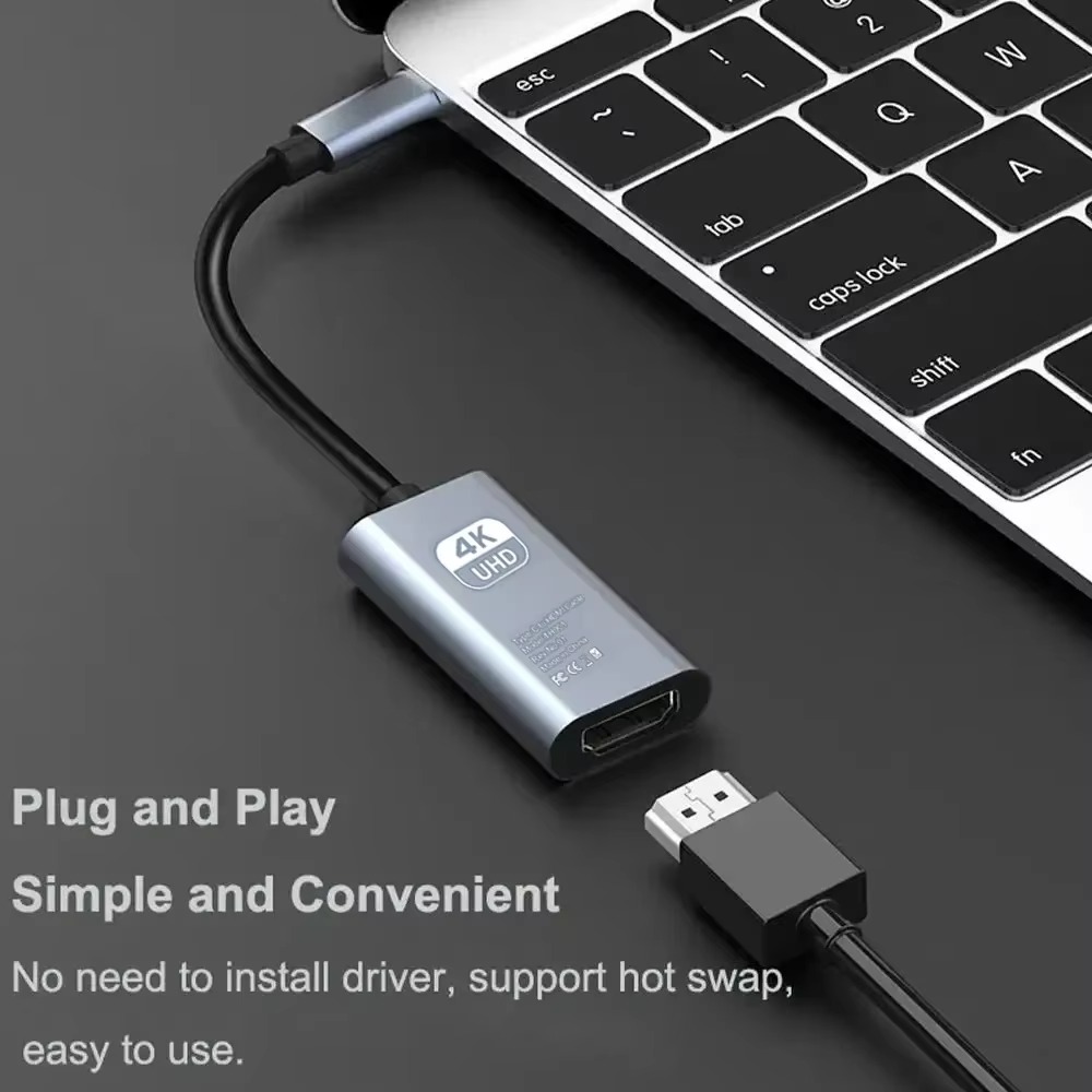 Adaptateur USB-C vers HDMI, câble vidéoprojecteur 4K, vue de trois quarts