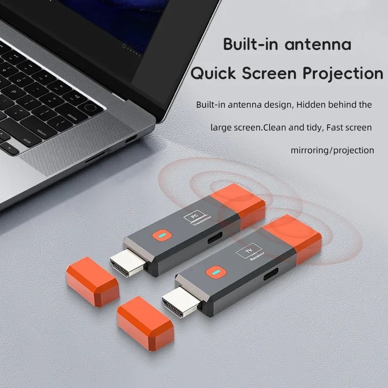Alternative au câble vidéoprojecteur : émetteur et récepteur HDMI, vue de trois quarts