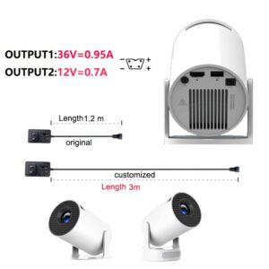 Câble d'alimentation rallongé pour projecteur, 1,2 ou 3 m, detail