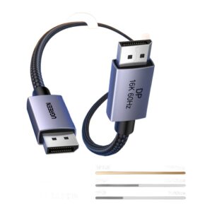 Câble DisplayPort 2.1, 16K et 4K à 240 Hz, 80 Gbit/s, vue de trois quarts