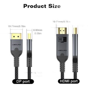 Câble DisplayPort vers HDMI 4K à 60 Hz, quatre longueurs, vue de trois quarts