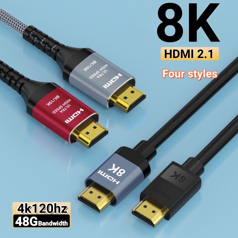 Câble HDMI 2.1 8K tressé, longueurs pour vidéoprojecteur, vue principale