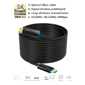 Câble HDMI fibre optique 8K, longueurs jusqu'à vingt mètres, vue de face