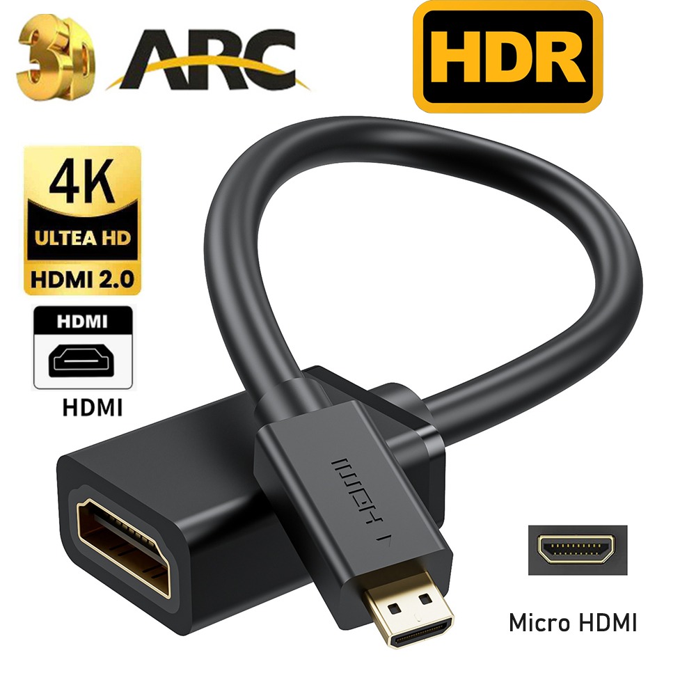 Câble micro HDMI vers HDMI pour vidéoprojecteur, 15 cm ou 1 m, 4K, vue principale
