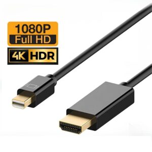 Câble mini DisplayPort HDMI 4K, longueur de 1,8 mètre, vue de trois quarts