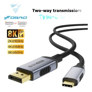 Câble USB-C vers DisplayPort 8K, bidirectionnel, câble vidéoprojecteur, vue principale
