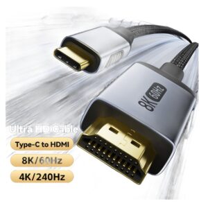 Câble USB-C vers HDMI 4K, pour relier un ordinateur au vidéoprojecteur, vue de face