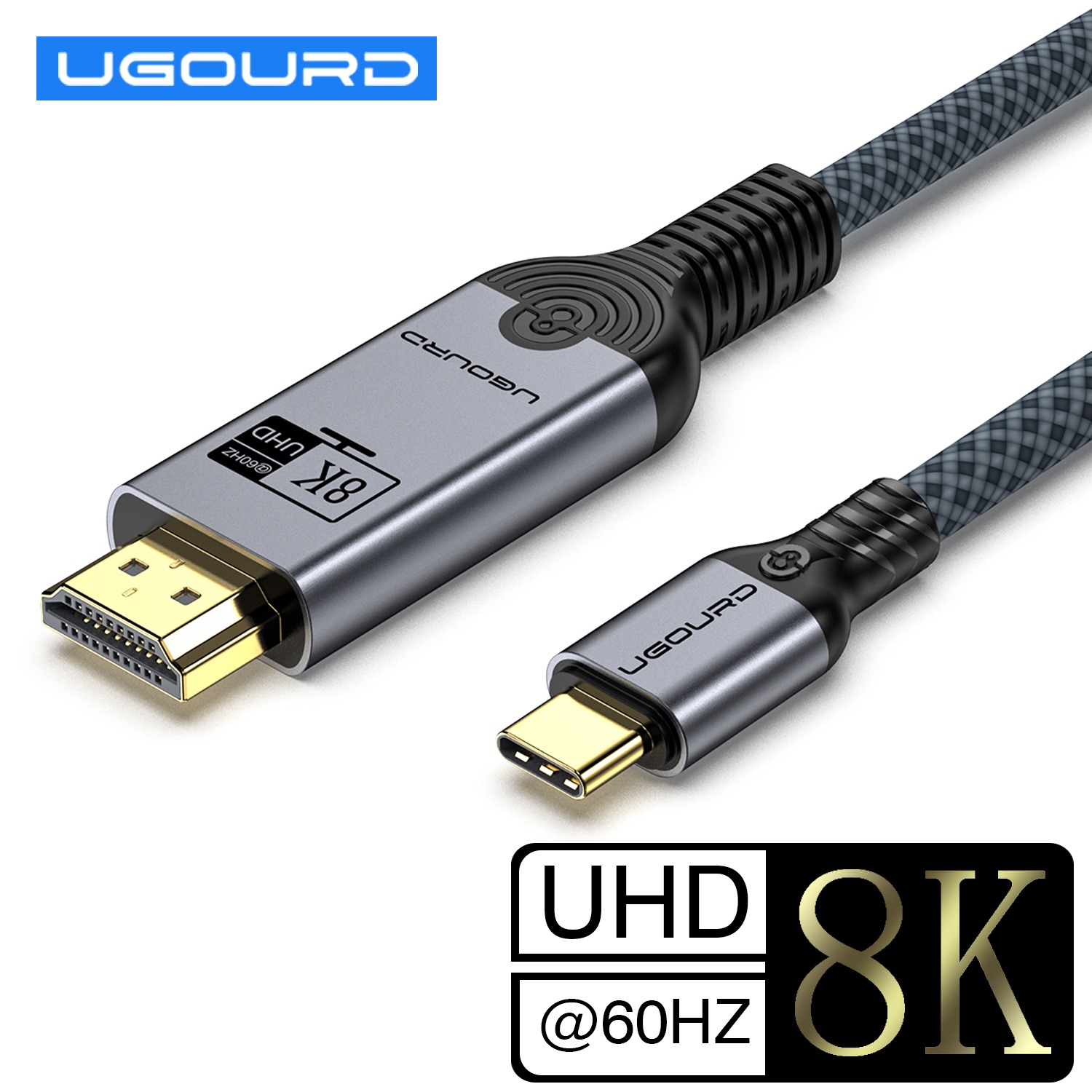 Câble USB-C vers HDMI tressé pour vidéoprojecteur, 4K 60 Hz, vue principale