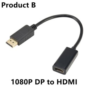 Cable videoprojecteur, adaptateur DisplayPort vers HDMI 4K, vue de trois quarts