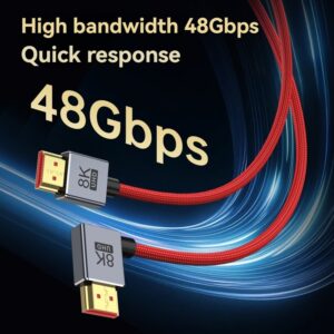 Câble vidéoprojecteur, adaptateur HDMI 2.1 coudé 8K, vue de trois quarts