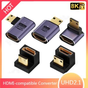 Cable videoprojecteur : adaptateur HDMI coudé mâle femelle, vue principale