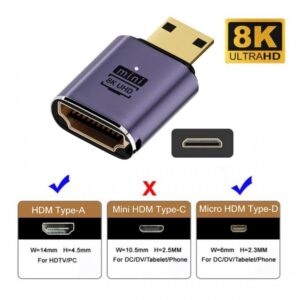 Cable videoprojecteur : adaptateur HDMI coudé mâle femelle, vue de trois quarts