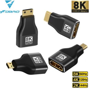Cable videoprojecteur adaptateur mini et micro 8K, vue principale