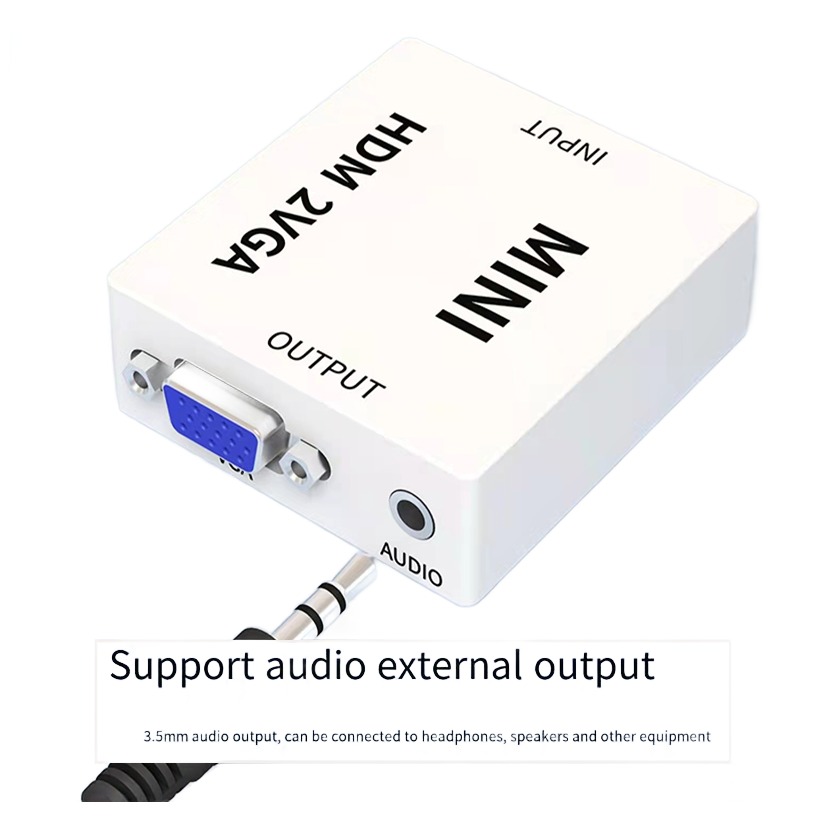 Cable videoprojecteur : adaptateur VGA et HDMI avec audio, vue de face