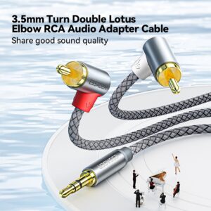 Cable videoprojecteur audio jack 3,5 mm vers deux RCA, vue de trois quarts