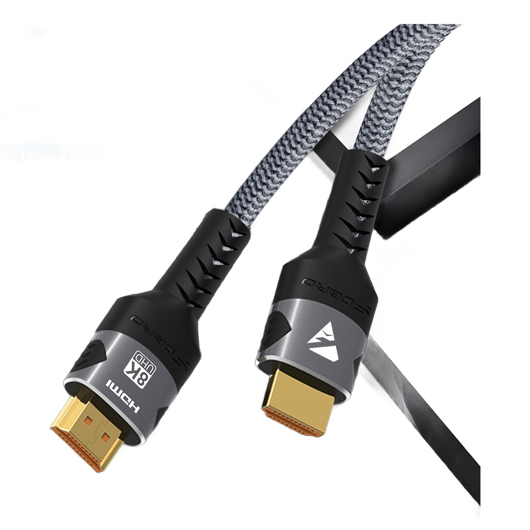 Cable videoprojecteur, cable HDMI 2.1 de 48 Gbit/s en 8K a 60 Hz et HDR, vue de face