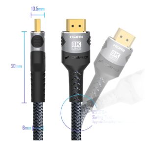 Cable videoprojecteur, cable HDMI 2.1 de 48 Gbit/s en 8K a 60 Hz et HDR, detail
