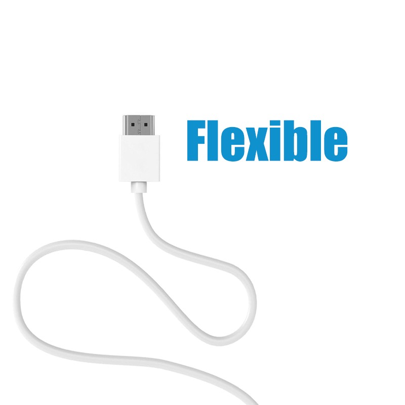 Cable videoprojecteur, cable HDMI court 4K blanc avec ethernet et ARC, vue de trois quarts