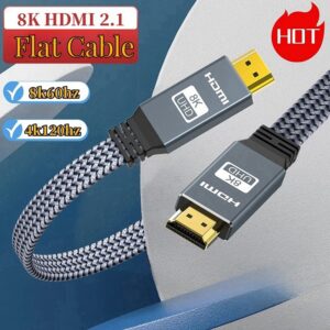 Cable videoprojecteur, cable HDMI plat 8K tresse de 48 Gbit par seconde, vue principale