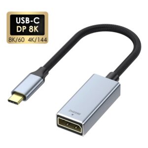 Cable videoprojecteur, cable USB c displayport tresse pour 8K a 60 Hz, vue de trois quarts