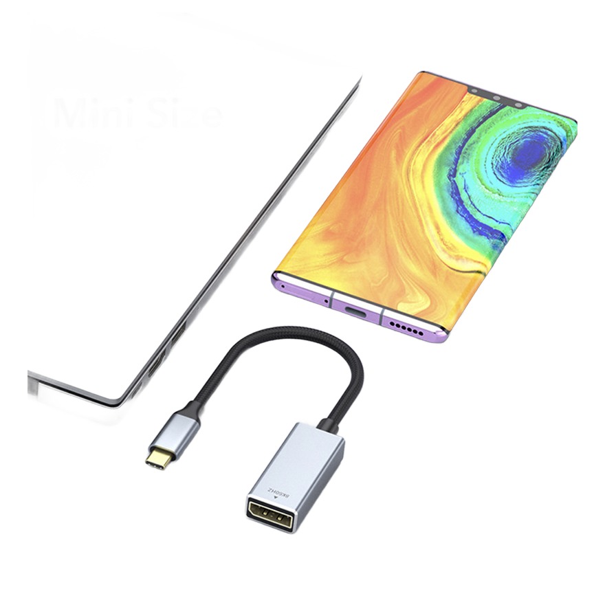 Cable videoprojecteur, cable USB c displayport tresse pour 8K a 60 Hz, vue de face