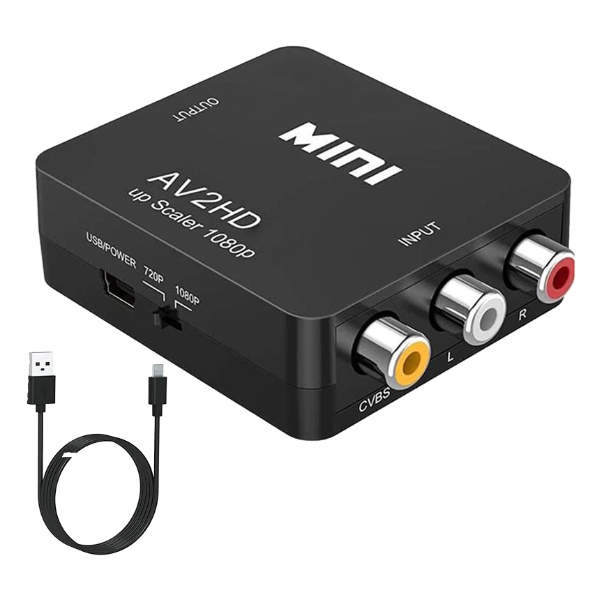 Câble vidéoprojecteur, convertisseur AV RCA vers HDMI, vue principale