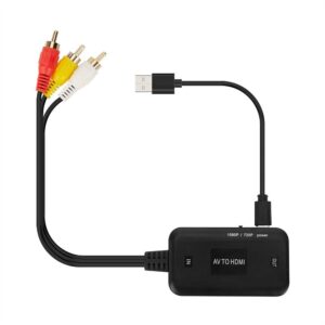 Câble vidéoprojecteur convertisseur AV RCA vers HDMI 1080p, vue de trois quarts