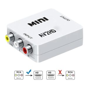 Câble vidéoprojecteur, convertisseur AV RCA vers HDMI, vue de trois quarts