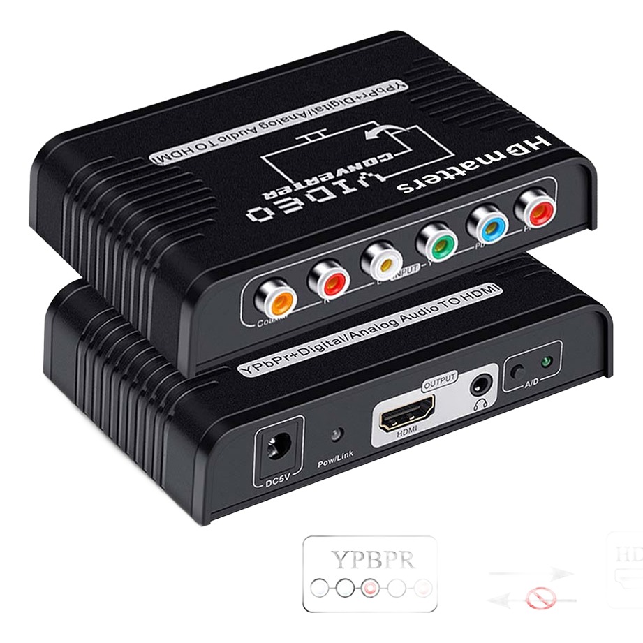 Câble vidéoprojecteur convertisseur composantes vers HDMI, vue de trois quarts