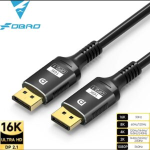 Câble vidéoprojecteur DisplayPort 2.1, plusieurs longueurs, vue de face