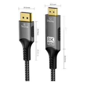 Câble vidéoprojecteur DisplayPort vers HDMI 8K, vue de trois quarts