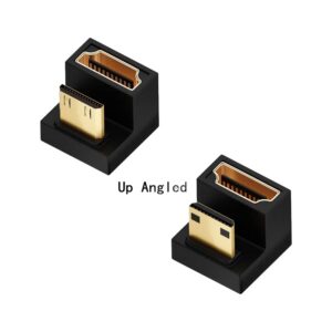 Cable videoprojecteur en adaptateur mini HDMI coude, vue de trois quarts