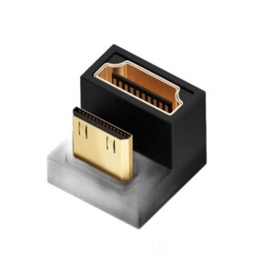 Cable videoprojecteur en adaptateur mini HDMI coude, vue de face