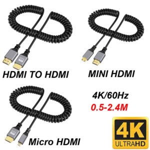 Cable videoprojecteur en spirale extensible jusqu a 2,4 m, vue arriere