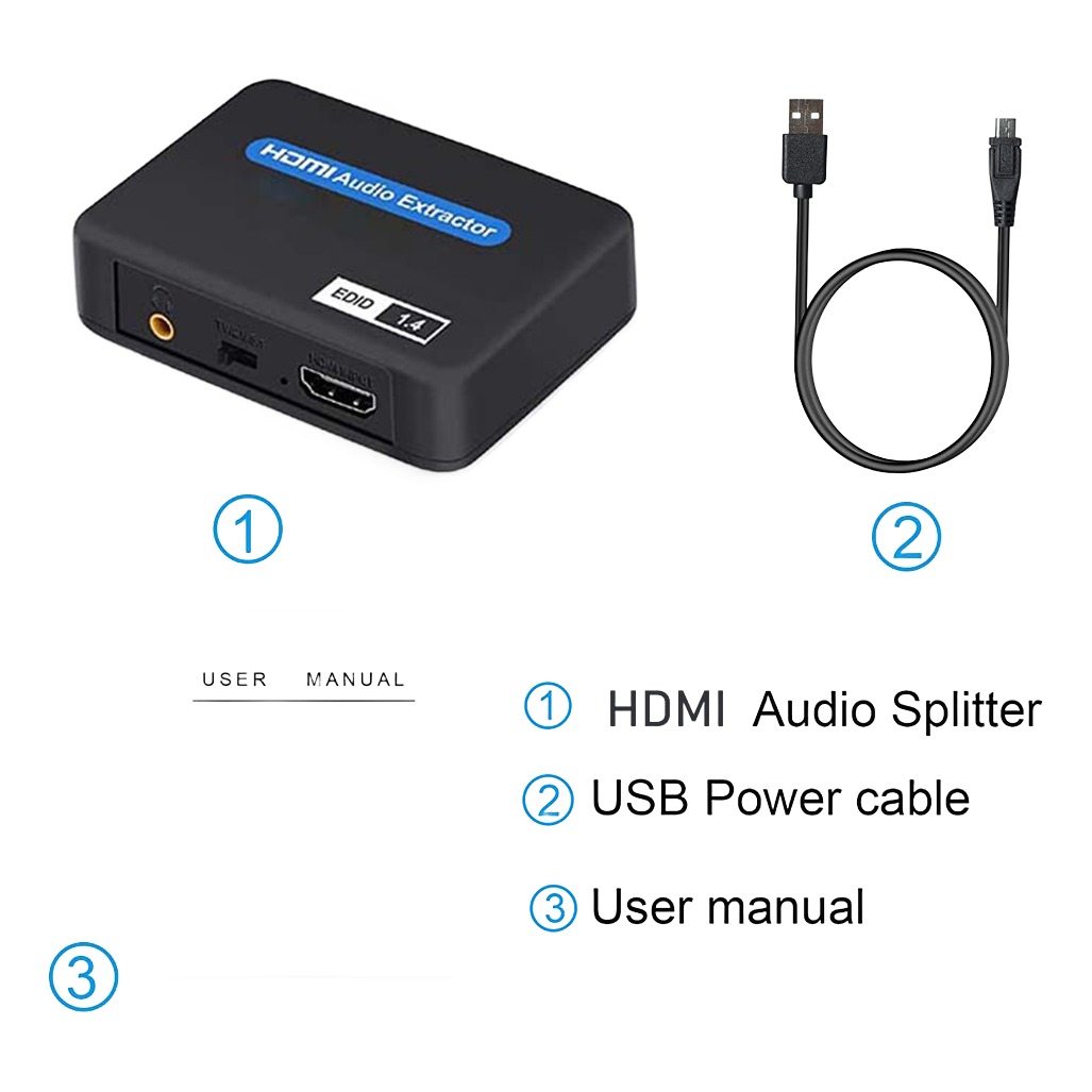 Cable videoprojecteur extracteur audio HDMI en 4K, vue de face