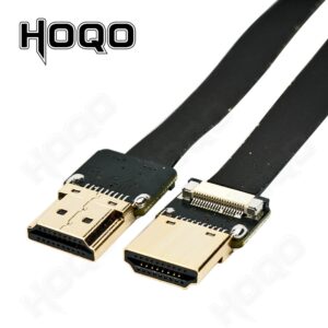 Cable videoprojecteur HDMI plat et souple format compact, vue de face